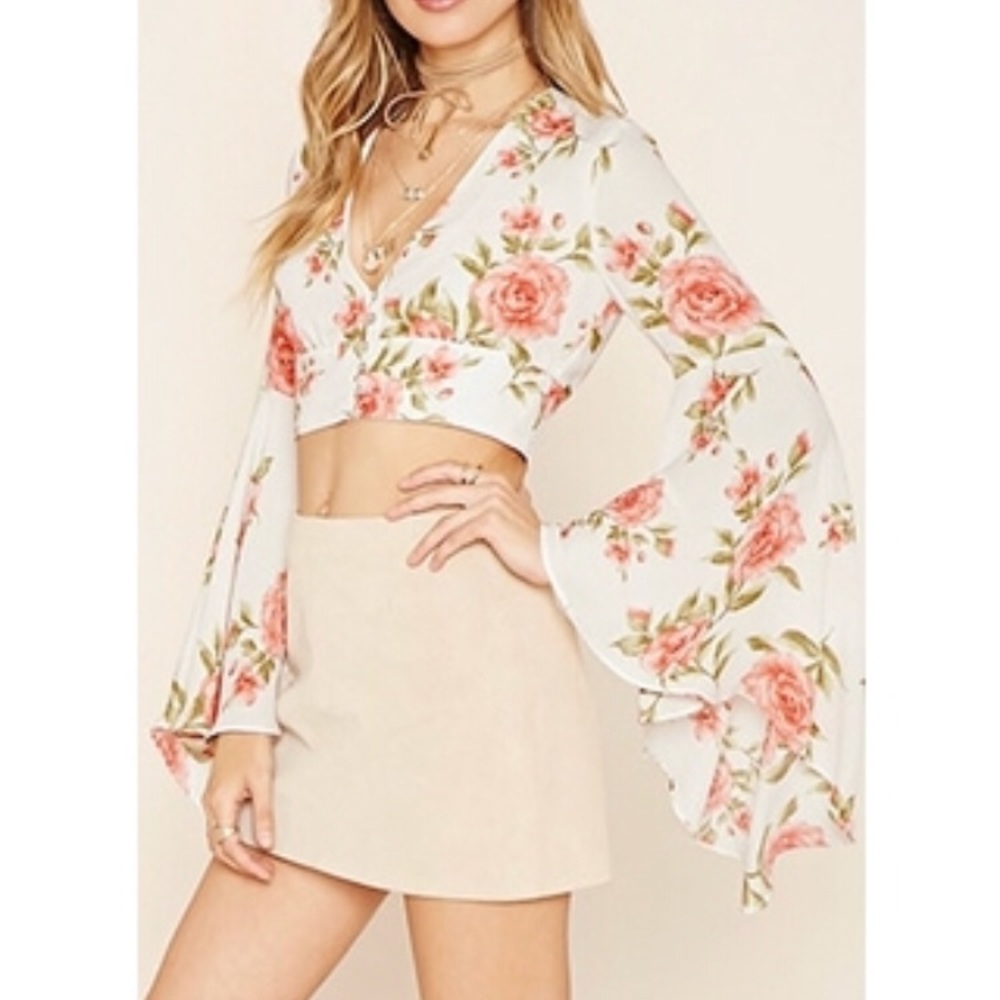 Forever21 70s style crop top with bell sleeves